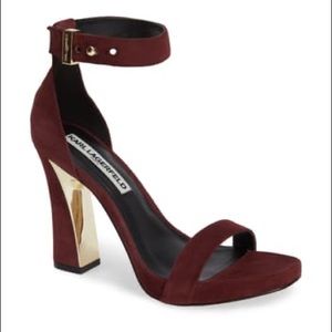 Karl Lagerfeld Burgundy and Gold Sandals